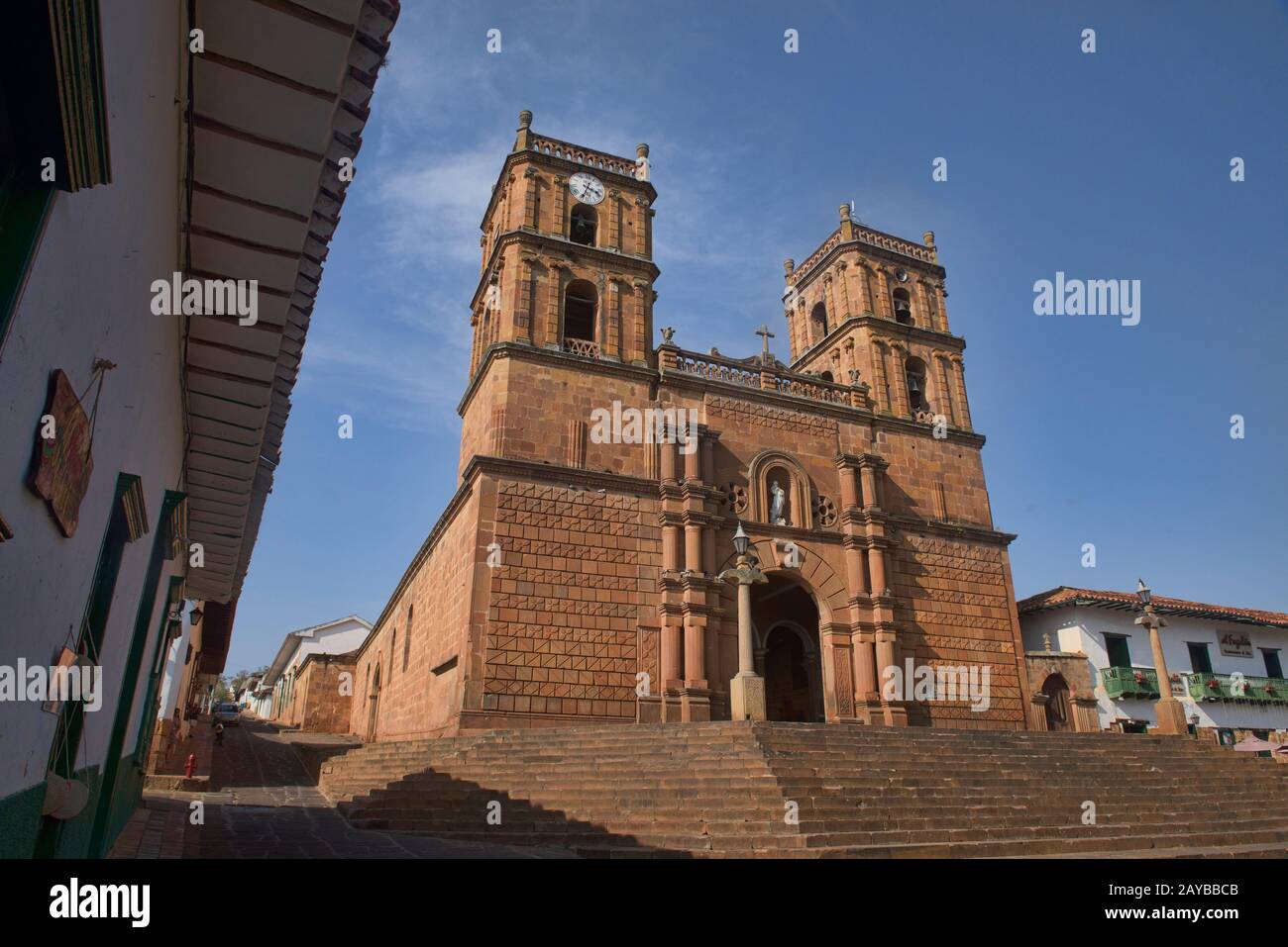 La cathédrale de grès de l'Immaculée conception dans le Barichara colonial, Santander, Colombie Banque D'Images