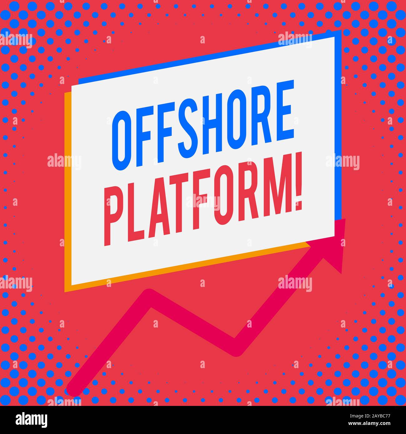Texte d'écriture de texte Offshore Platform. Concept d'affaires pour la structure avec des installations pour le forage de puits à explorer. Banque D'Images