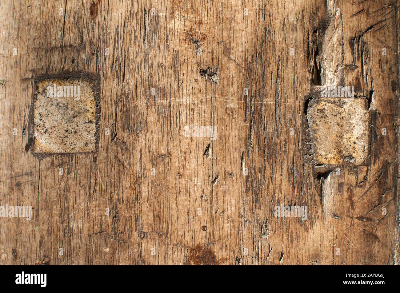 Rough old weathered wooden board gros plan de surface comme fond de bois Banque D'Images