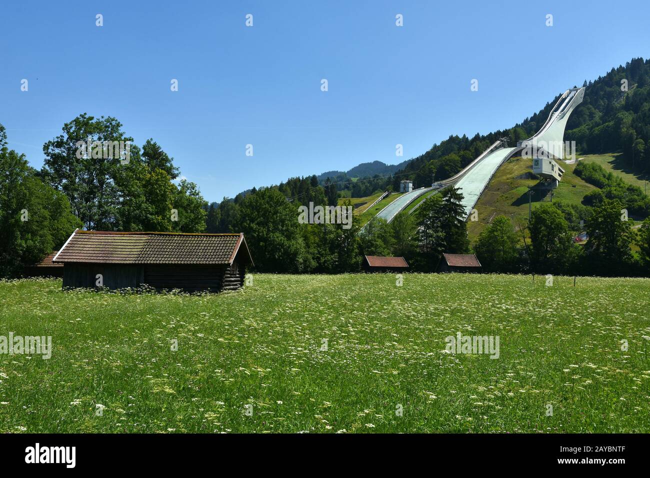 Tremplin de saut à ski à Garmisch-Partenkirchen, Bavière, Allemagne Banque D'Images