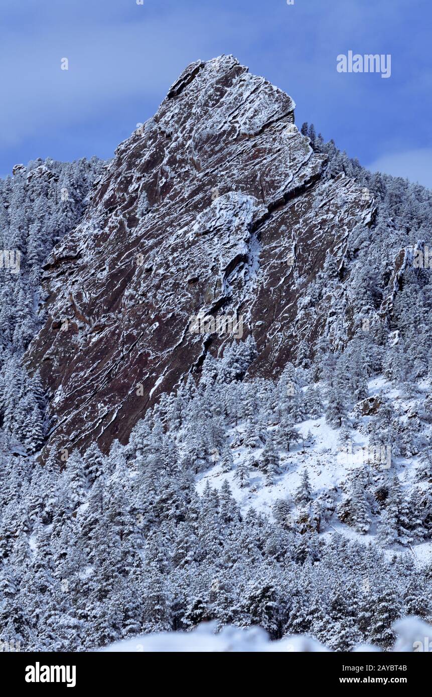 Les Flatirons sur Green Mountain sont le symbole emblématique de Boulder Colorado Banque D'Images