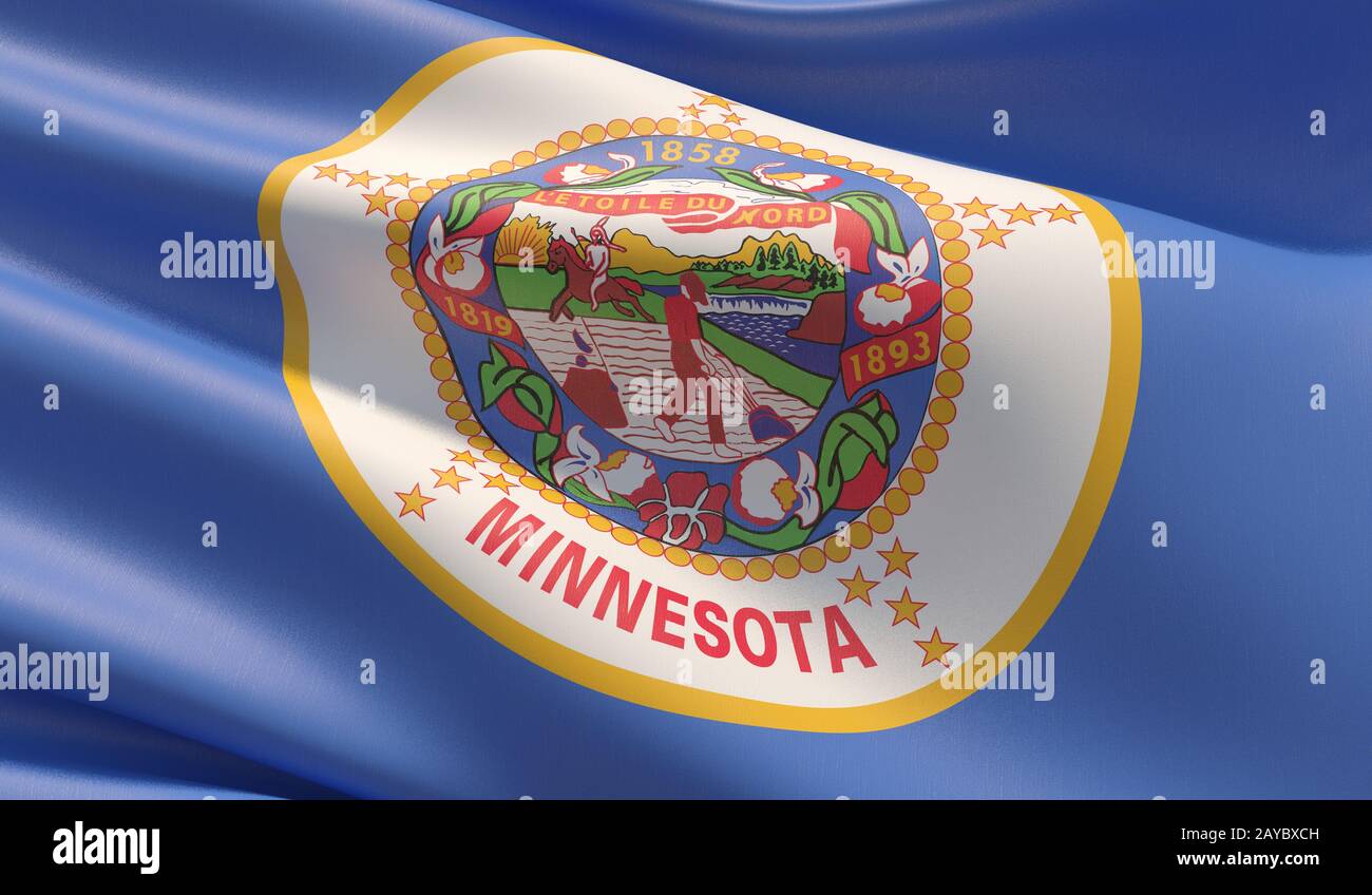 Drapeau de gros plan haute résolution du Minnesota - États-Unis d'Amérique États collection de drapeaux. Illustration tridimensionnelle. Banque D'Images