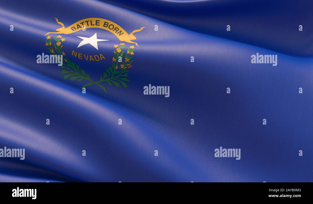 Drapeau de clôture haute résolution du Nevada - Etats-Unis d'Amérique Etats collection de drapeaux. Illustration tridimensionnelle. Banque D'Images