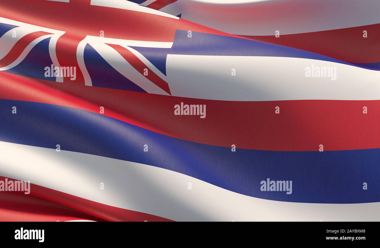 Drapeau de gros plan haute résolution de Hawaii - Etats-Unis d'Amérique Etats collection de drapeaux. Illustration tridimensionnelle. Banque D'Images
