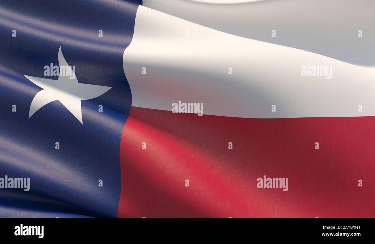 Drapeau de gros plan haute résolution du Texas - Etats-Unis d'Amérique Etats collection de drapeaux. Illustration tridimensionnelle. Banque D'Images