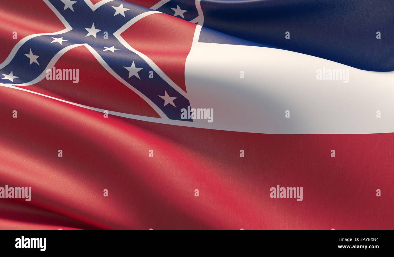 Drapeau de gros plan haute résolution du Mississippi - États-Unis d'Amérique États collection de drapeaux. Illustration tridimensionnelle. Banque D'Images