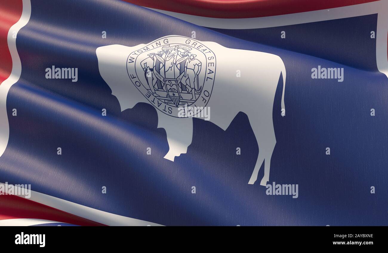 Drapeau de gros plan haute résolution du Wyoming - États-Unis d'Amérique États collection de drapeaux. Illustration tridimensionnelle. Banque D'Images