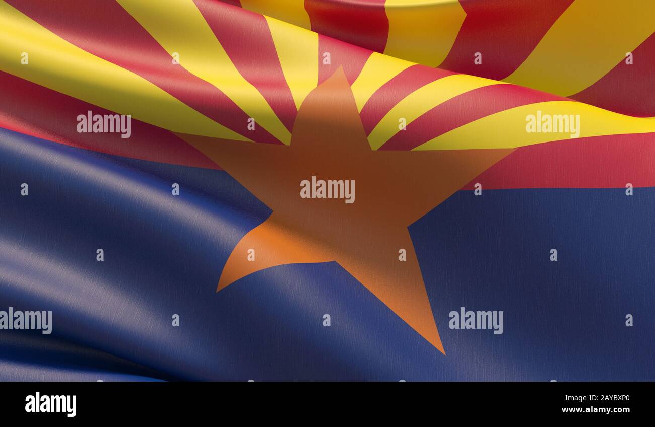 Drapeau de gros plan haute résolution de l'Arizona - États-Unis d'Amérique États collection de drapeaux. Illustration tridimensionnelle. Banque D'Images