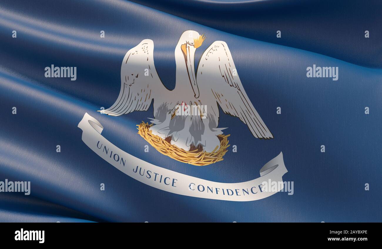 Drapeau de gros plan haute résolution de la Louisiane - Etats-Unis d'Amérique Etats collection de drapeaux. Illustration tridimensionnelle. Banque D'Images
