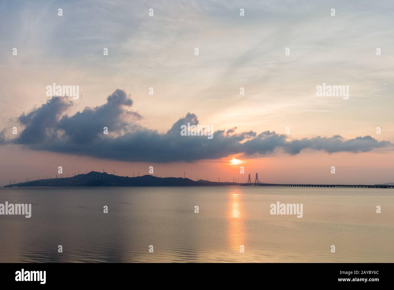 lac de poyang, paysage de pont sans câble Banque D'Images