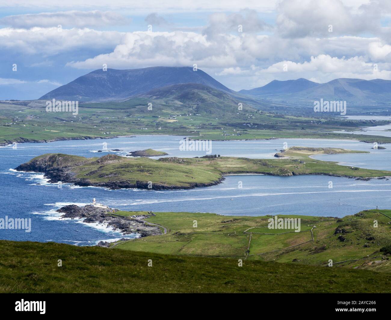 Phare de Valentia à cromwell point sur l'île de valentia en irlande Banque D'Images