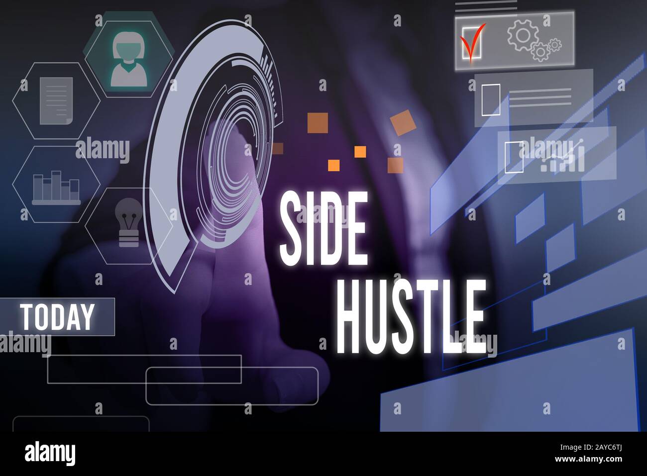 Écriture manuelle conceptuelle montrant Side Hustle. La présentation de photos d'affaires vous permet de gagner de l'argent supplémentaire, ce qui vous permet de gagner de la flexibilité jusqu'à p Banque D'Images