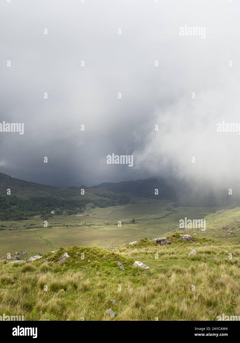 Vallée avec brume sur la péninsule de kerry en irlande Banque D'Images