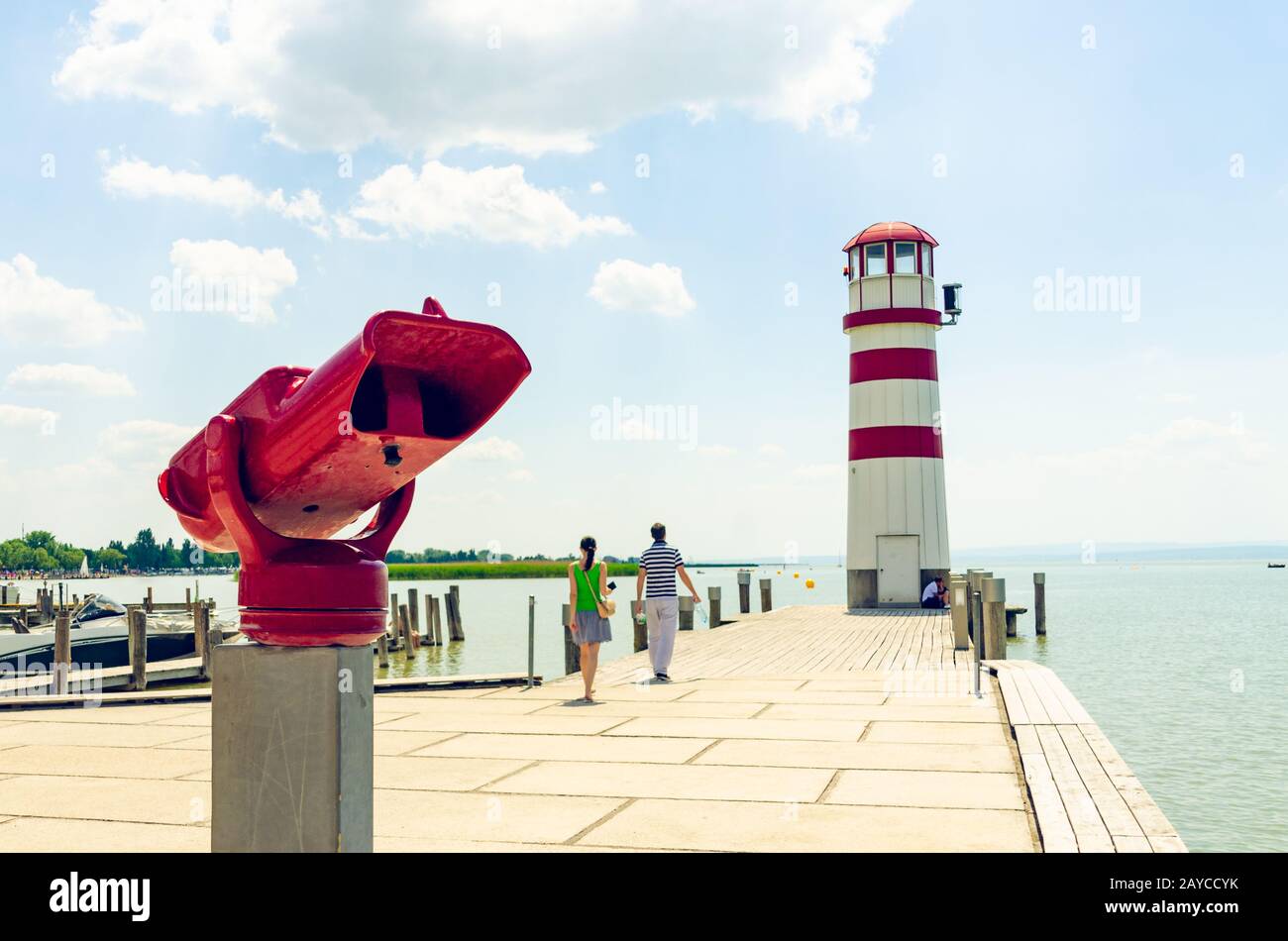 Le célèbre phare de Podersdorf, lac Neusiedl Banque D'Images