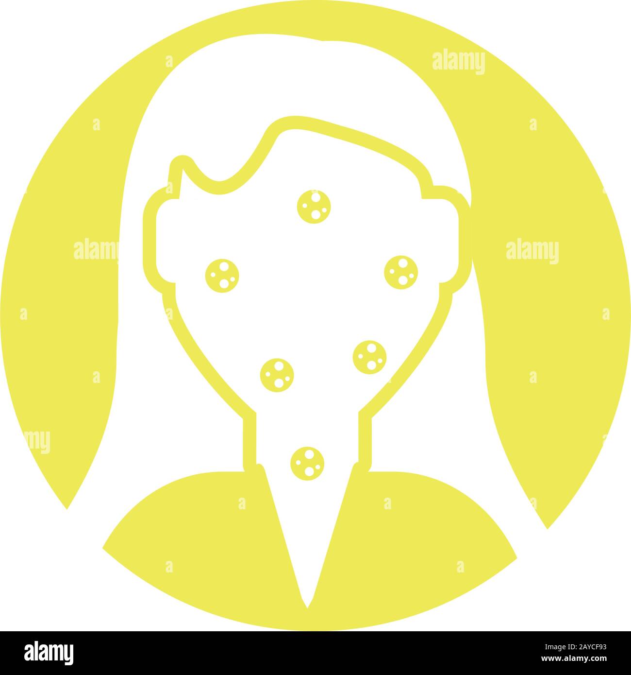 femme avec varicelle sur fond blanc, style bloc et design coloré, illustration vectorielle Illustration de Vecteur