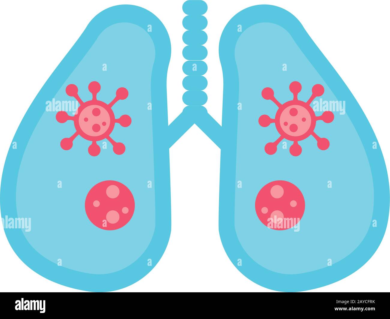 poumons avec bactéries germes sur fond blanc, icône de style plat, illustration vectorielle Illustration de Vecteur