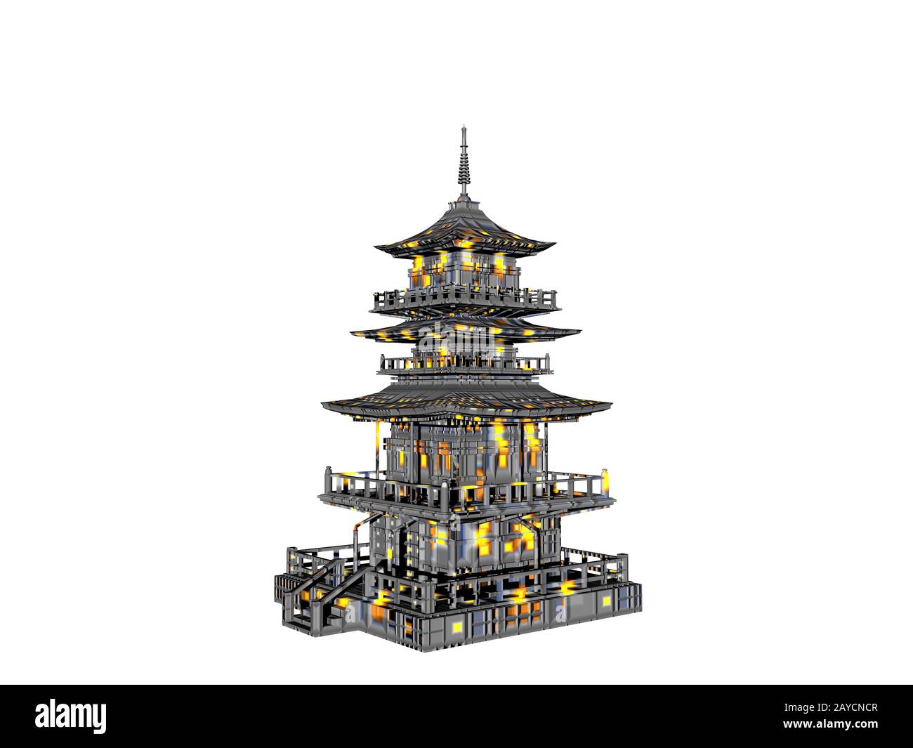 Pagode japonaise en bois sur plusieurs étages Banque D'Images