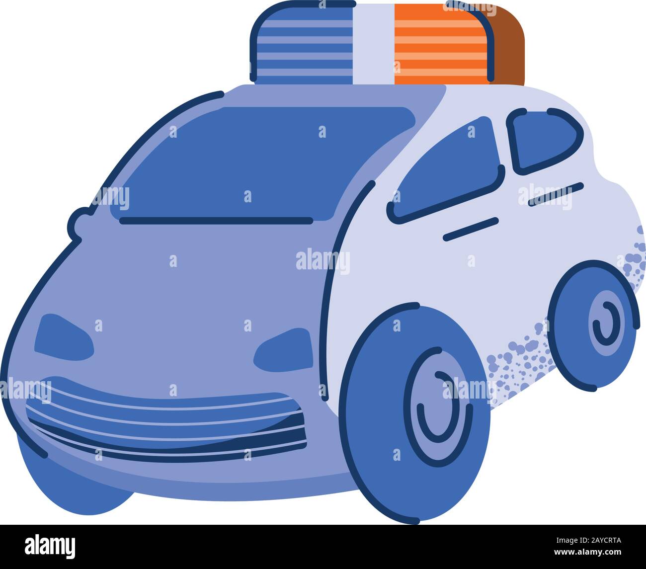 icône de voiture de police de dessin animé sur fond blanc, design plat ...