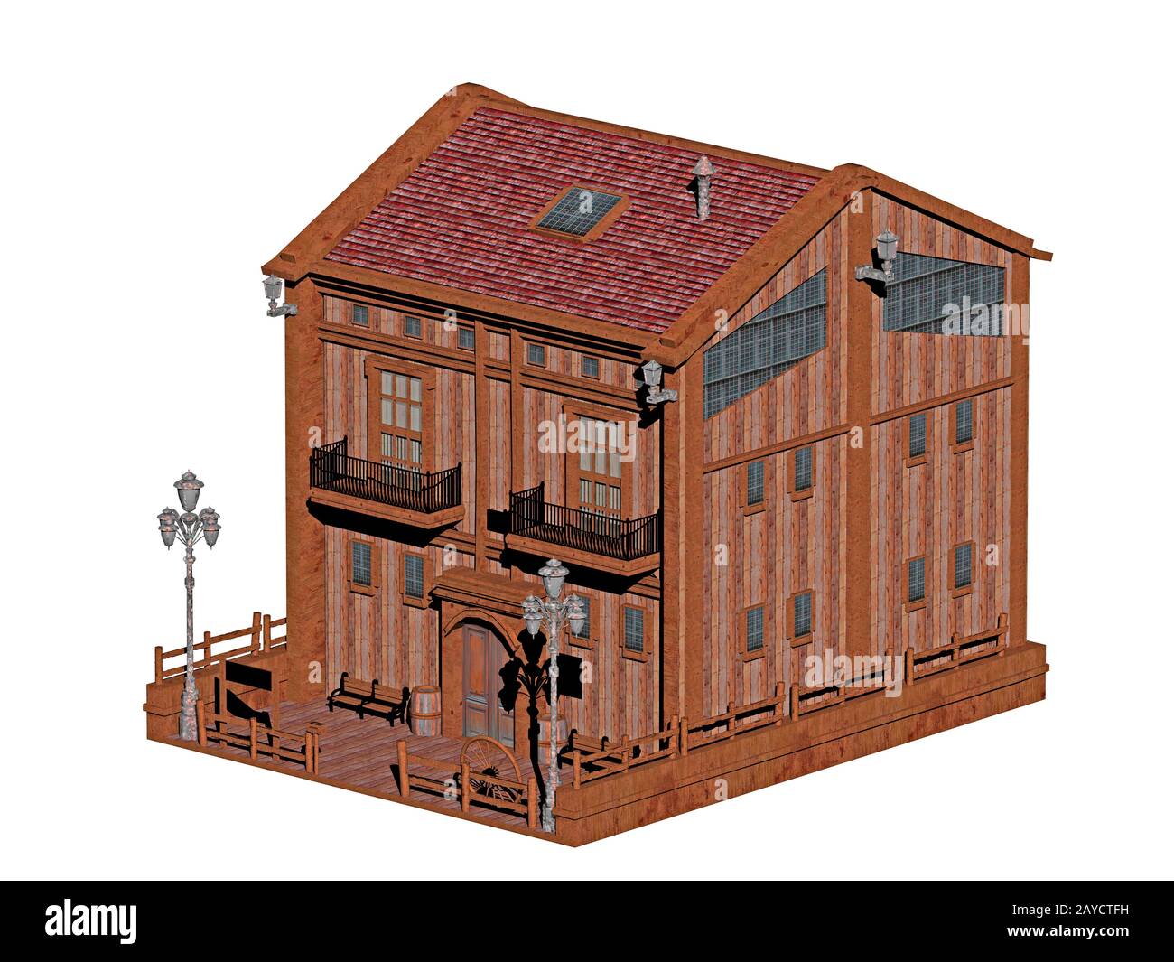maison en bois dans le bâtiment vert plus ancien Banque D'Images