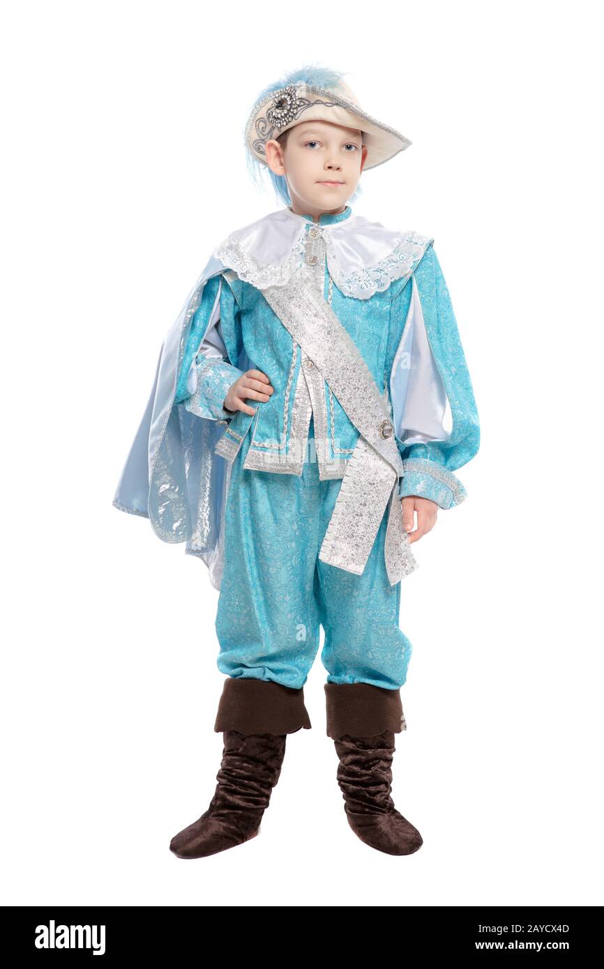 Joli garçon en costume de mousquetaire Banque D'Images