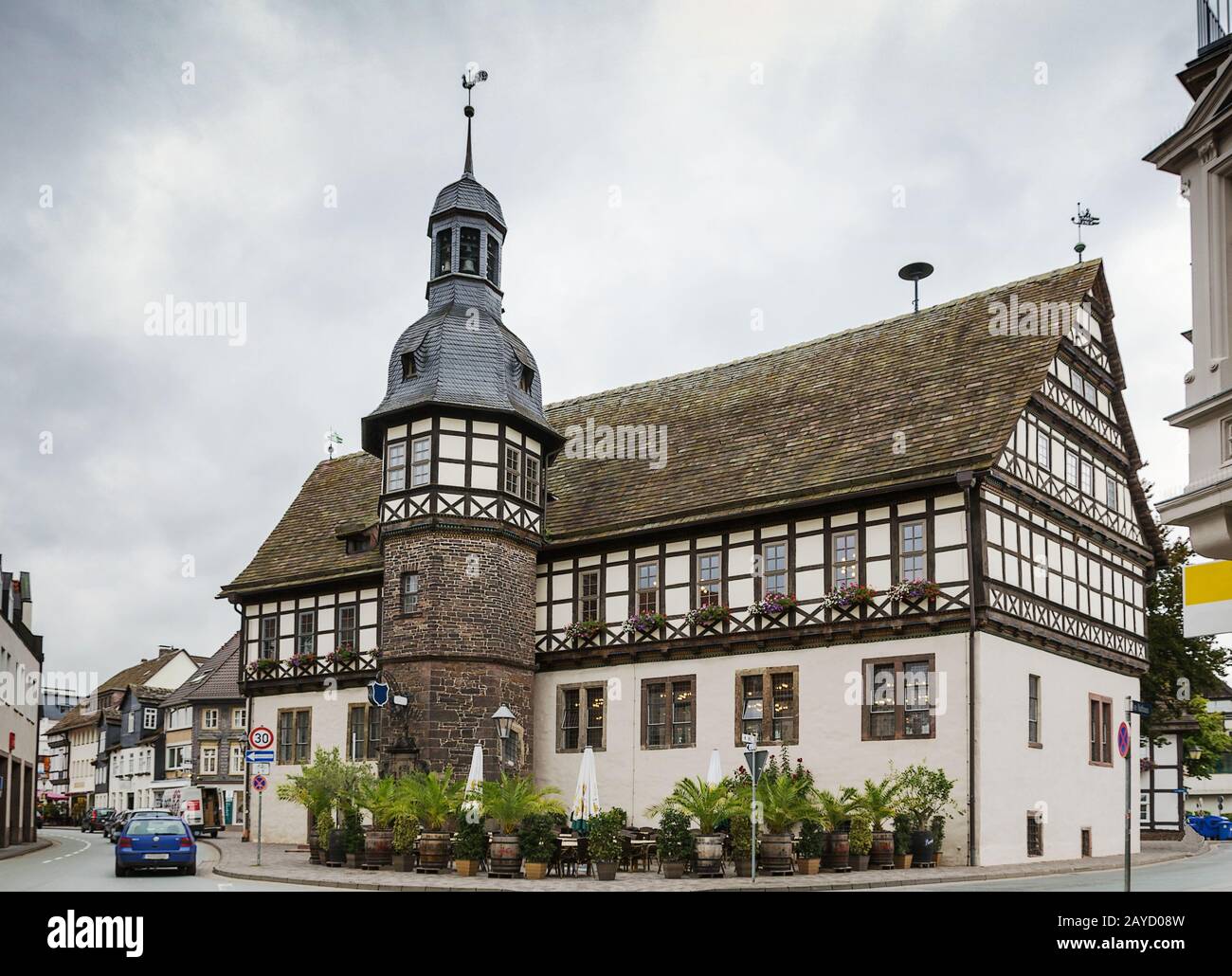 Rue à Hoxter, Allemagne Banque D'Images