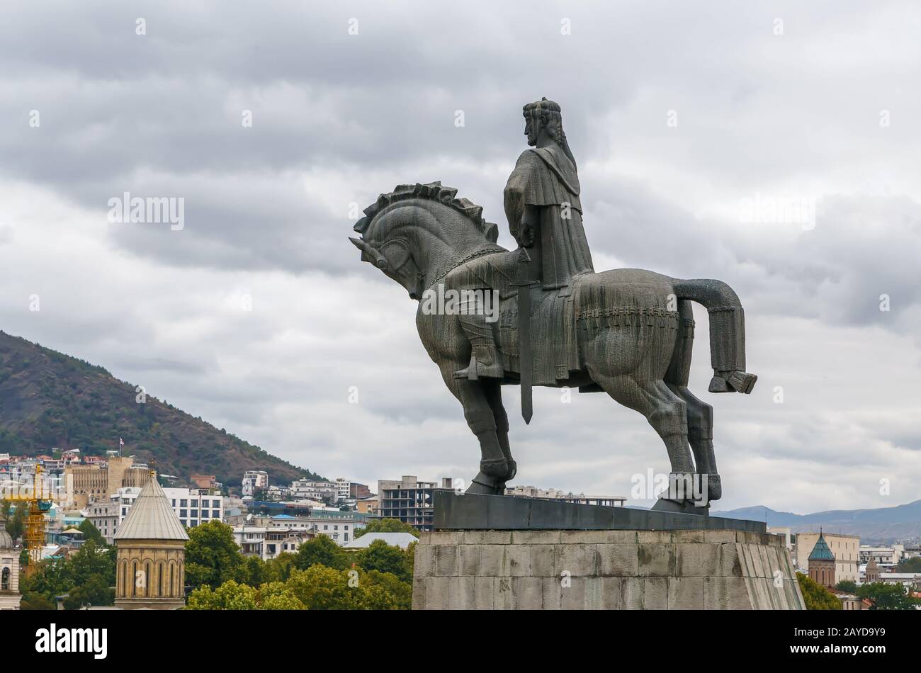 Statue Du Roi Vakhtang Gorgasali, Tbilissi, Géorgie Banque D'Images
