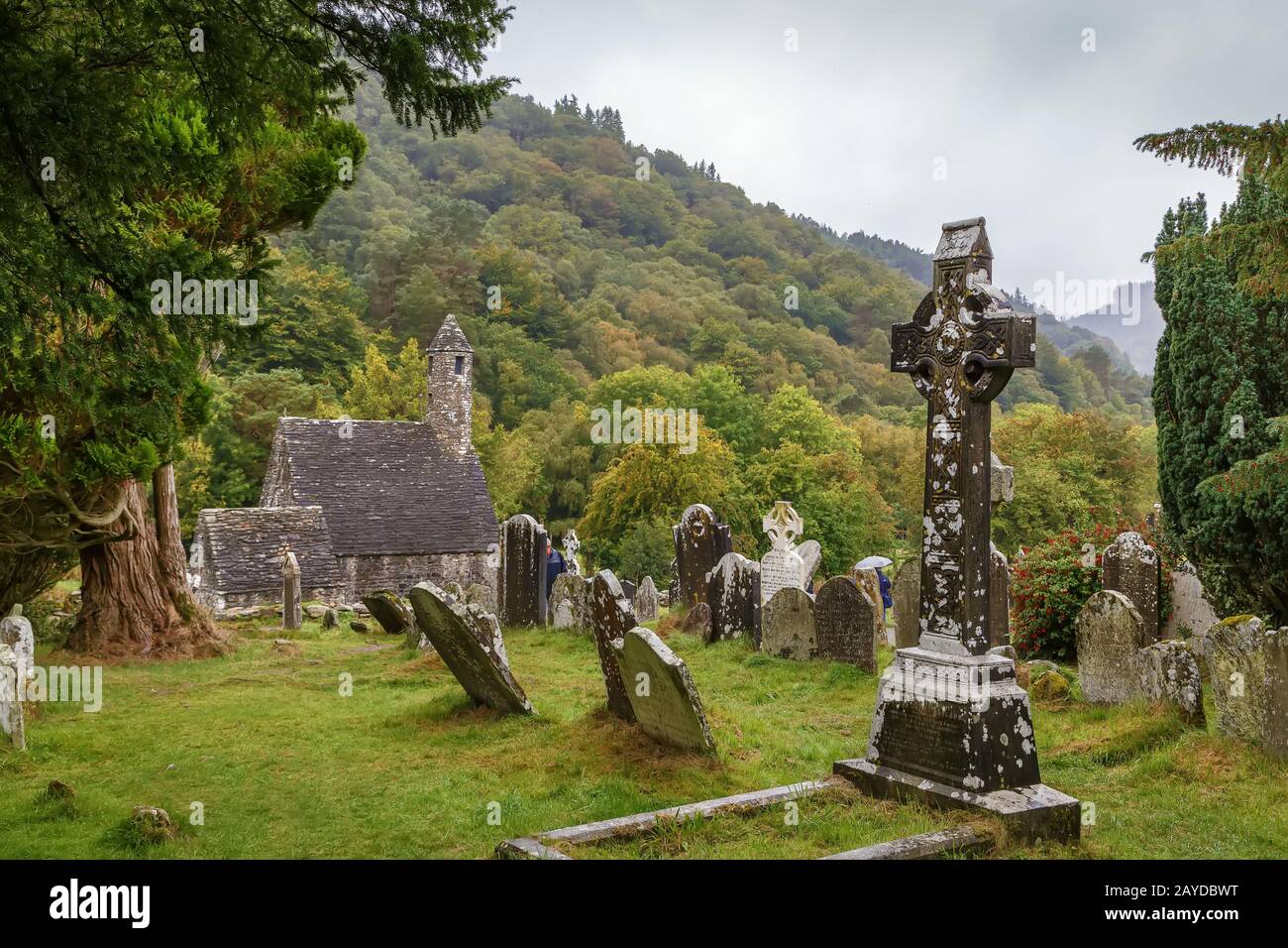 Croix celtique, Glendalough, Irlande Banque D'Images