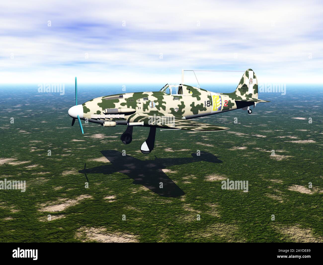 Avion dans le ciel avec peinture camouflage Banque D'Images