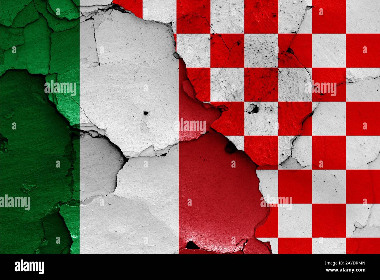 L'inscription de l'Italie et de Croatie drapeau damier Banque D'Images