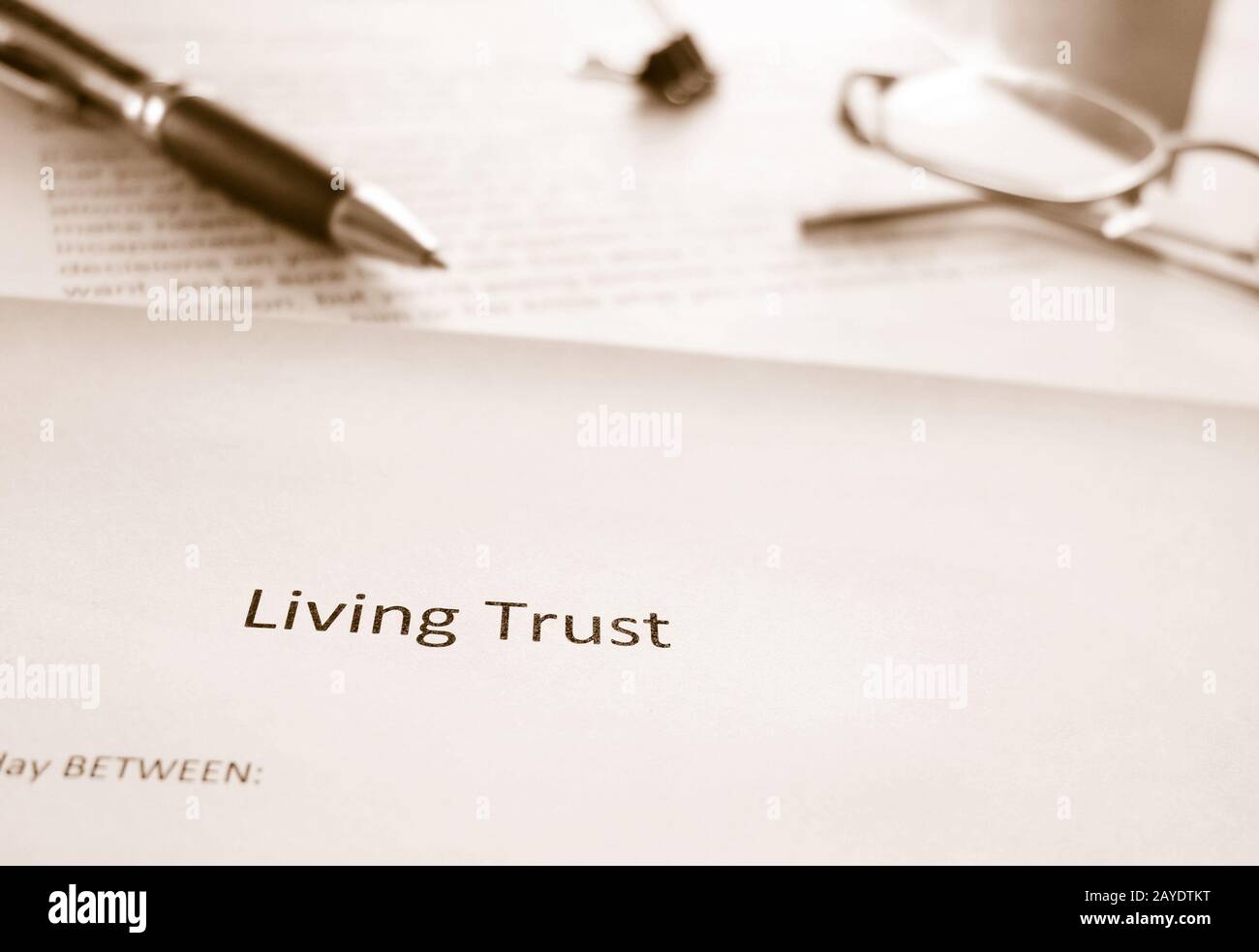 Documents juridiques de Living Trust Banque D'Images