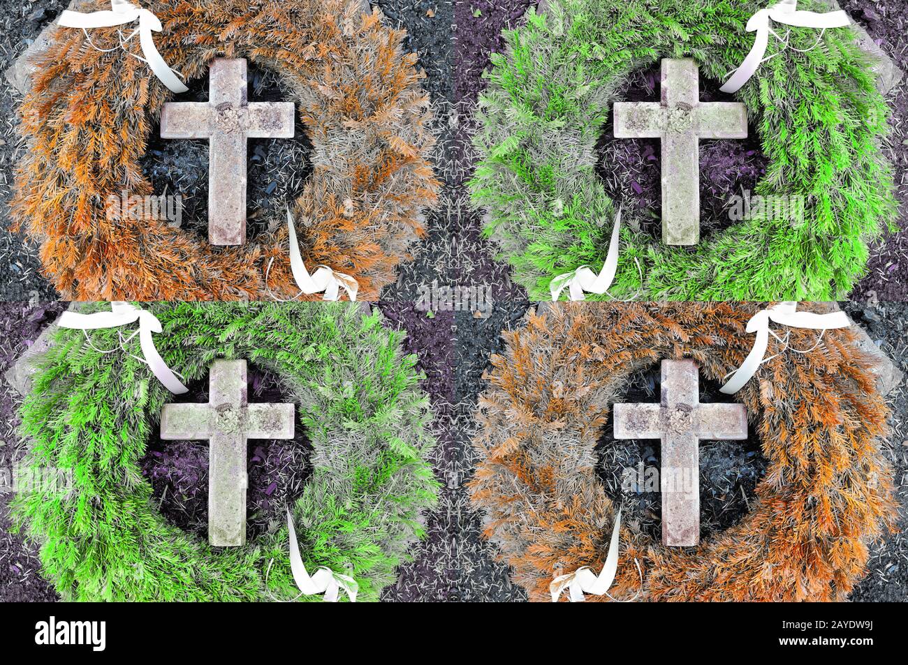 Couronnes avec la croix Banque D'Images