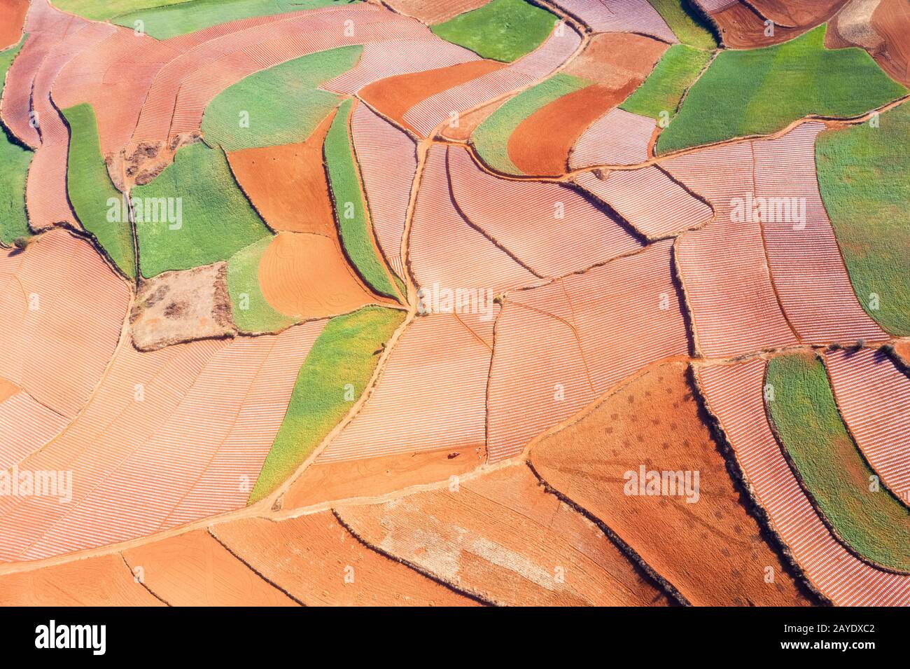 vue aérienne sur la terre rouge du yunnan Banque D'Images
