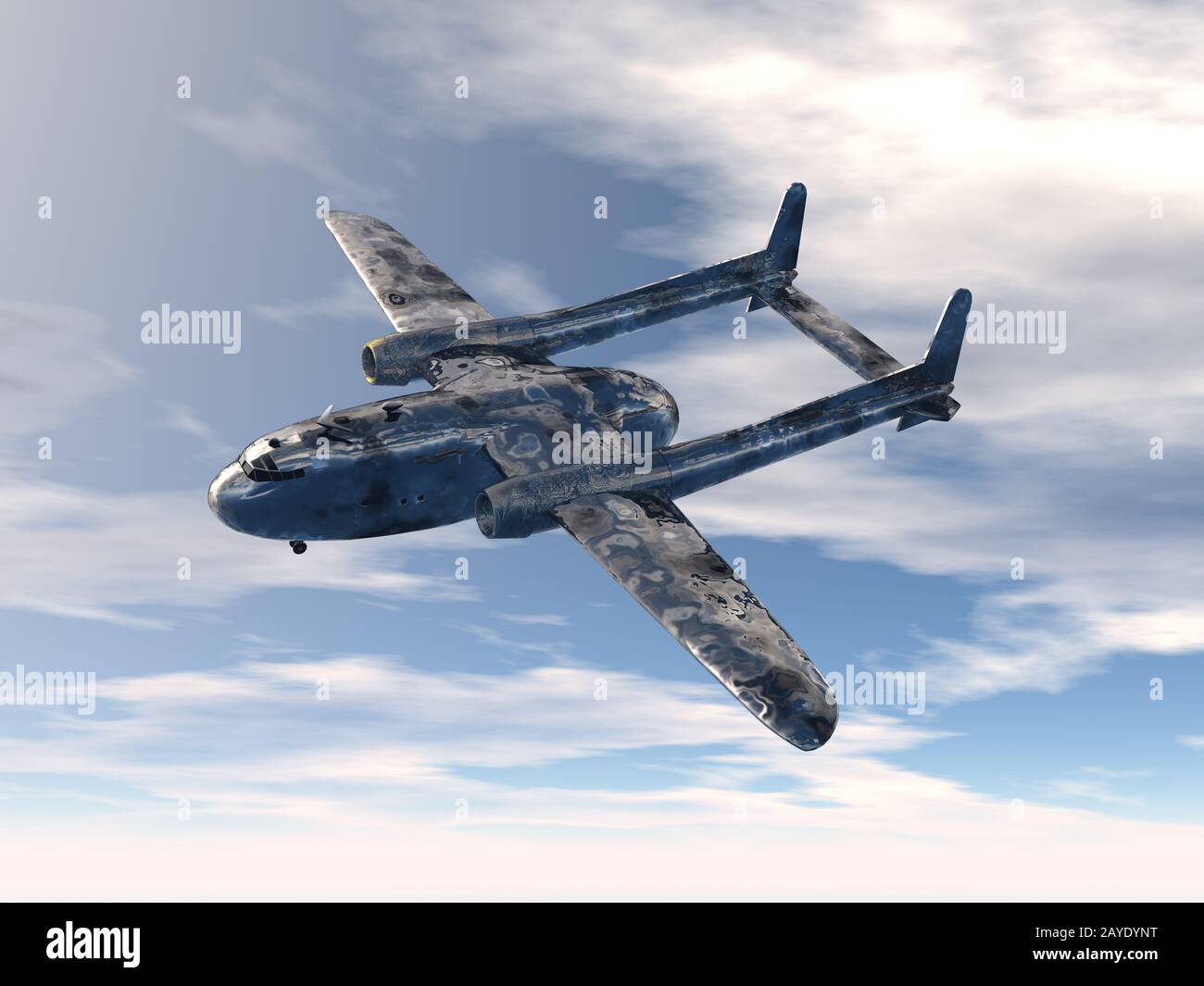 L'avion vole dans le ciel devant les nuages Banque D'Images