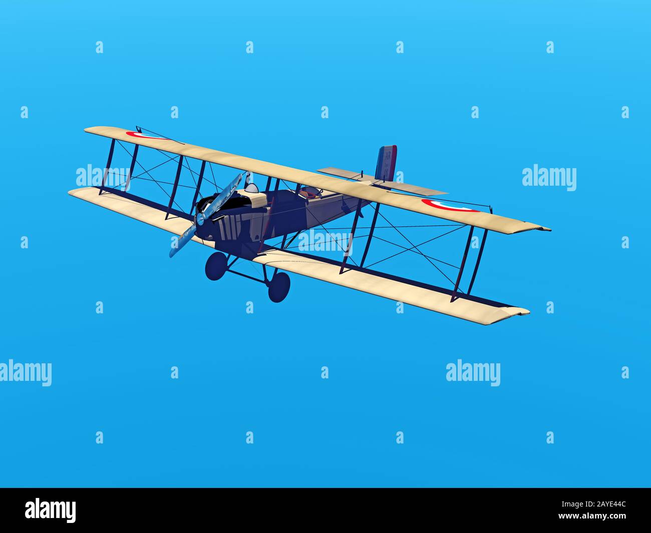 Avion biplan dans le ciel Banque D'Images