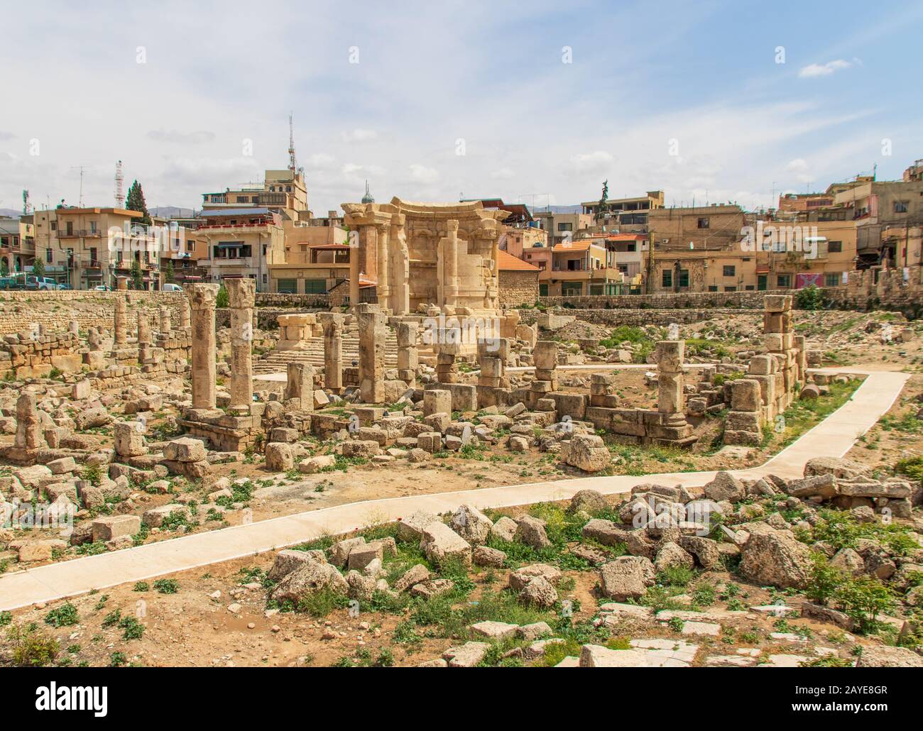 Lieu de deux des plus grandes ruines du temple romain, le site de Baalbek, classé au patrimoine mondial De L'Unesco, est l'une des principales attractions du Liban Banque D'Images