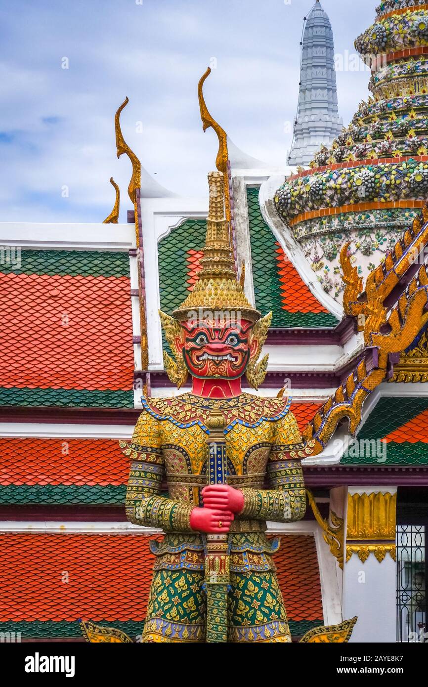 Statue de Yaksha, Grand Palais, Bangkok, Thaïlande Banque D'Images