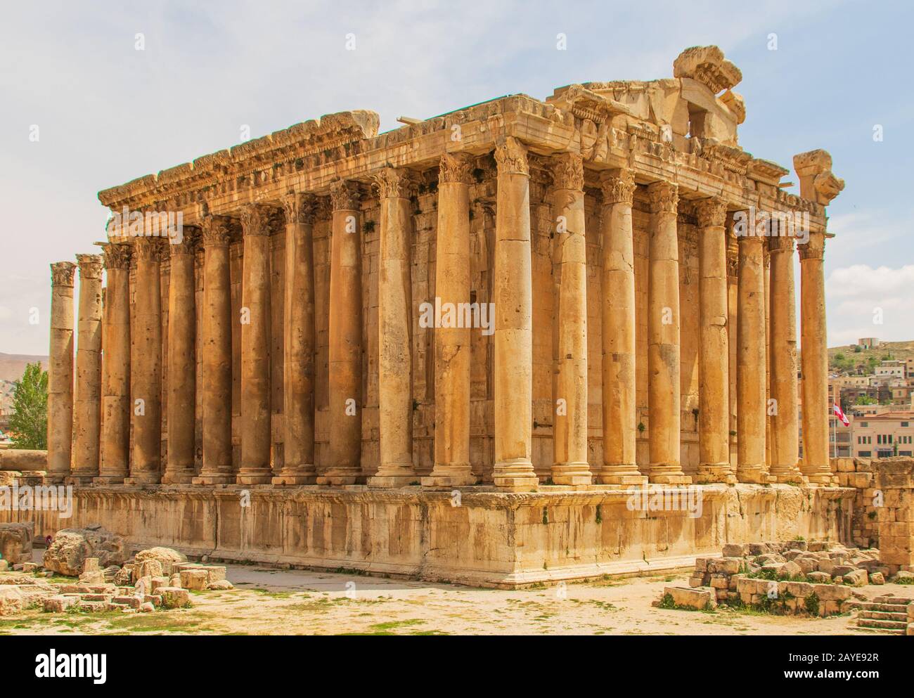 Lieu de deux des plus grandes ruines du temple romain, le site de Baalbek, classé au patrimoine mondial De L'Unesco, est l'une des principales attractions du Liban. Ici le Temple de Bacchus Banque D'Images