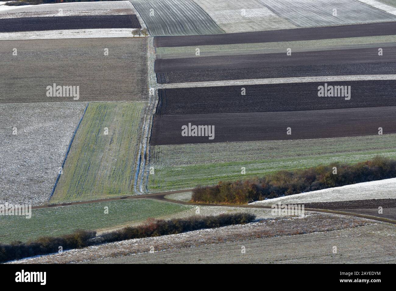 Rime et paysage gelé sur l'Alb swabian Banque D'Images