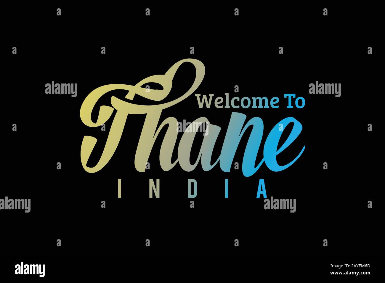 Bienvenue À Thane India Word Texte Creative Font Design Illustration. Signe de bienvenue Illustration de Vecteur