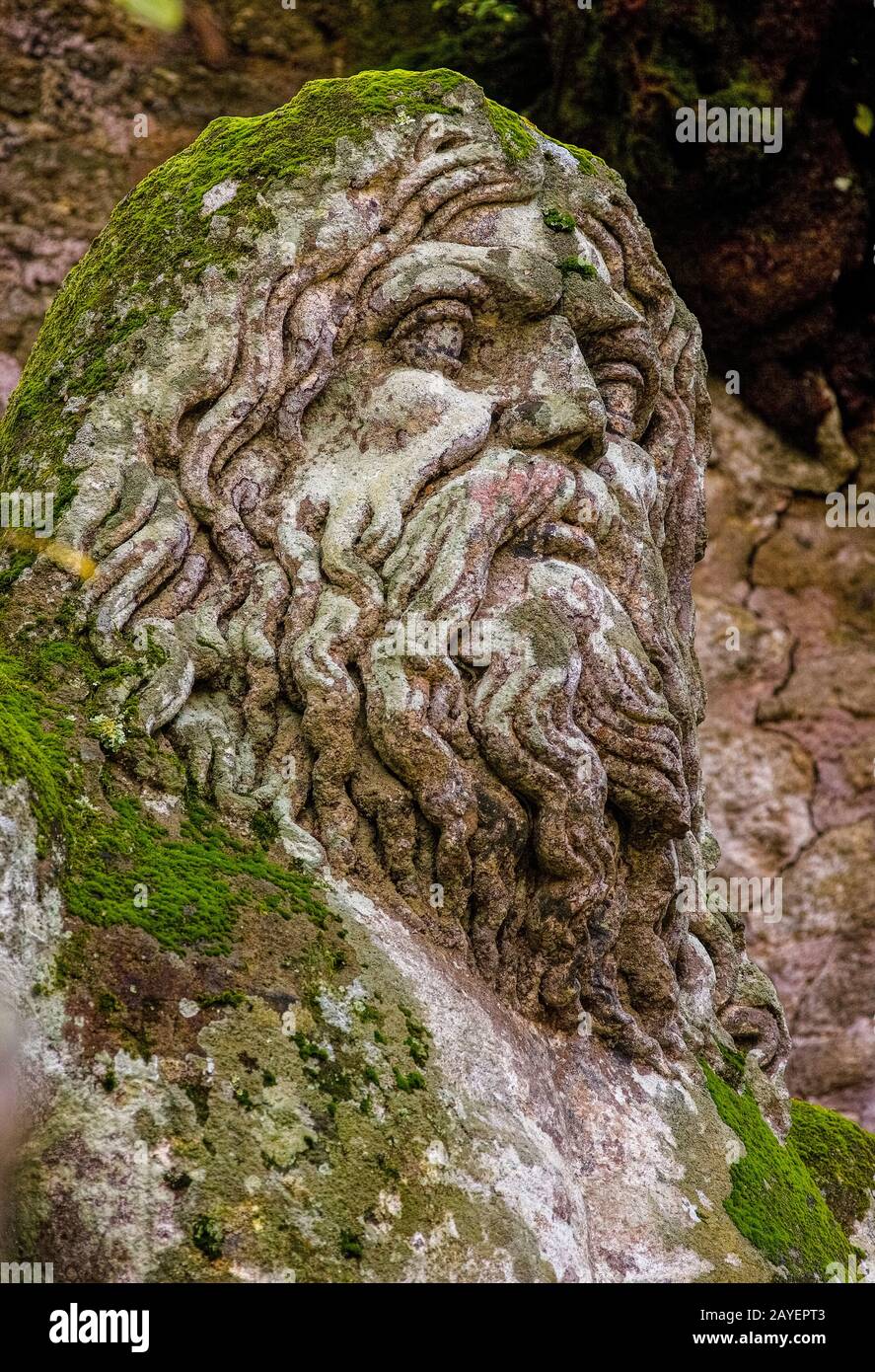 Italie, Latium, le jardin de Bomarzo de Monster ( Giardino Dei Mostri ) - Neptune ou peut-être Pluton Banque D'Images