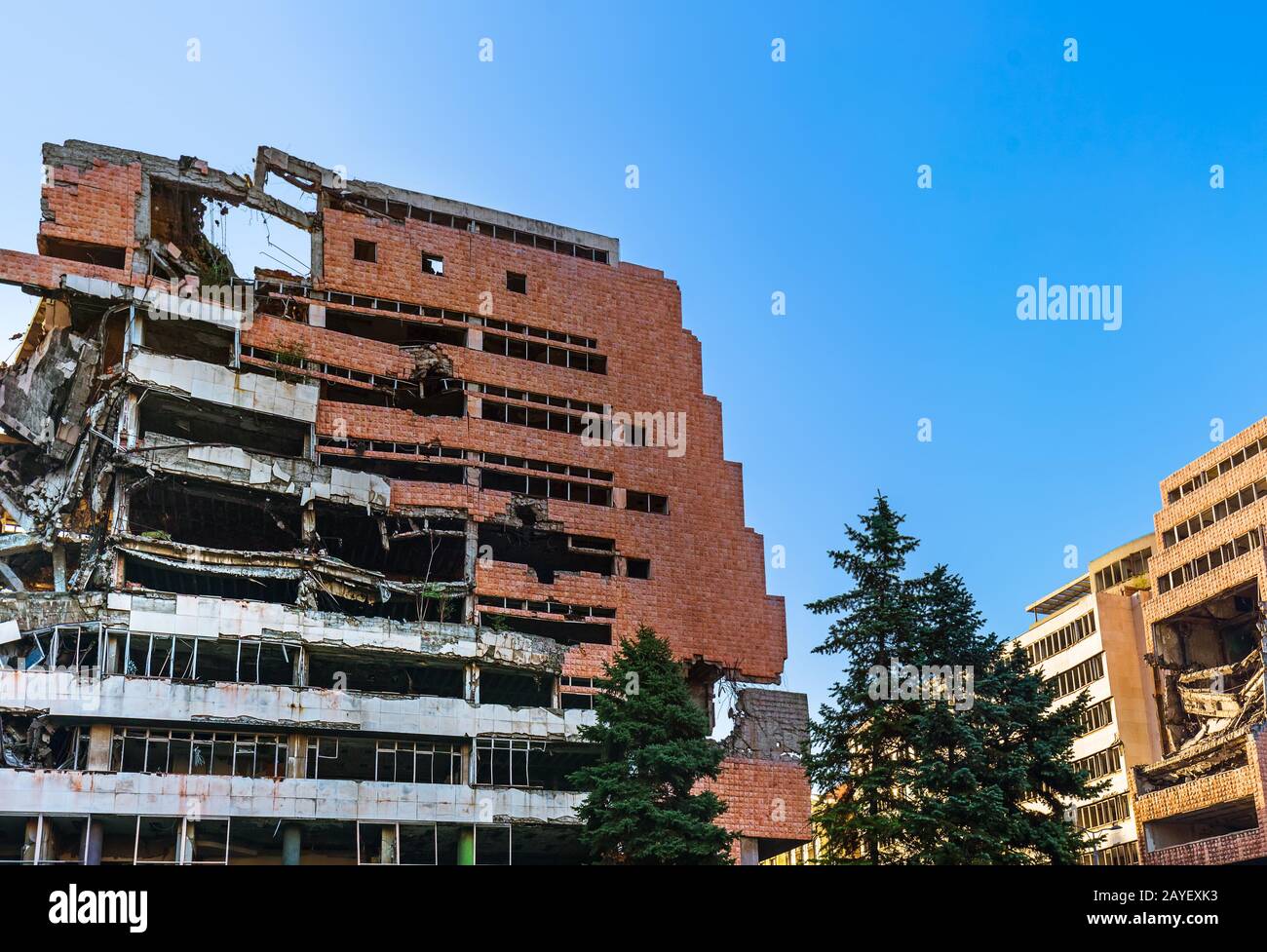 Ruines du ministère de la défense, de bombardements de l'OTAN - Belgrade Serbie Banque D'Images