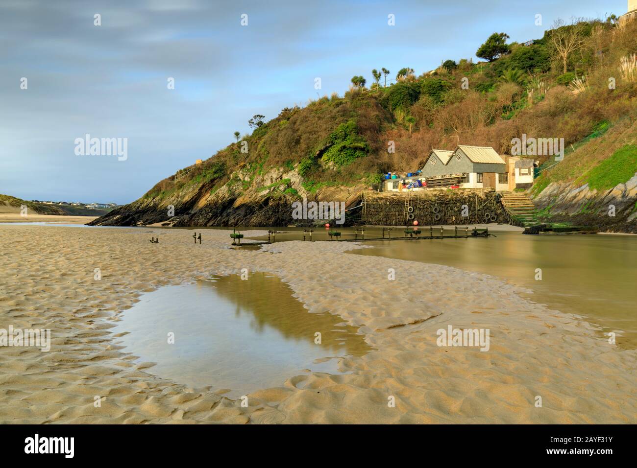 L'estuaire de Gannel, près de Newquay à Cornwall. Banque D'Images