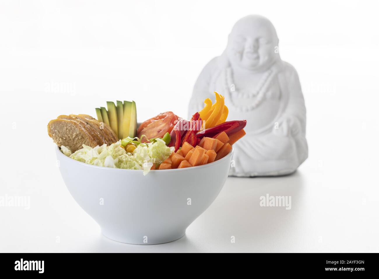 Bouddhabowl avec poulet blanc Banque D'Images