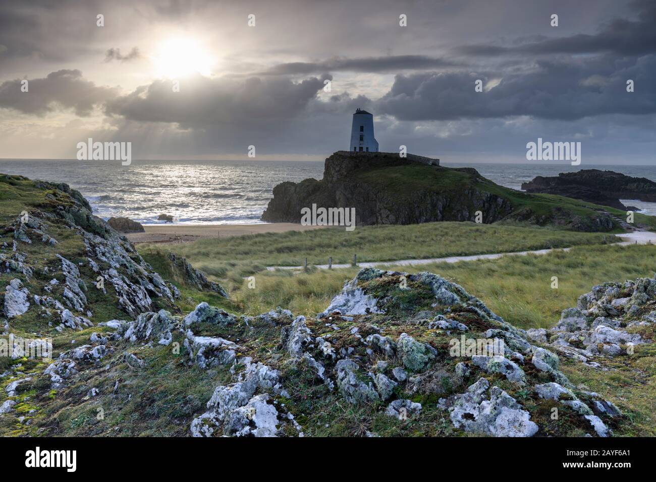 Île de Llanddwyn sur l'île d'Anglesey. Banque D'Images