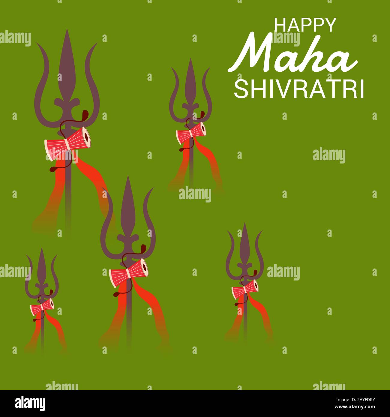 Illustration Vectorielle D'Un Contexte Pour Le Festival Hindou Célébrer Le Seigneur Shiva, Heureux Maha Shivratri Avec Texte Hindi. Banque D'Images