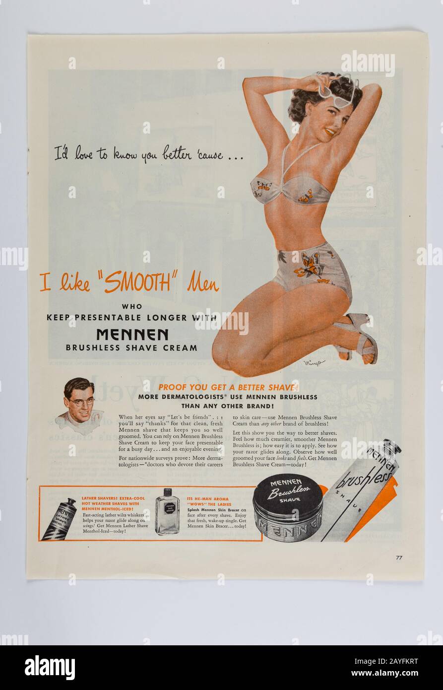 1946 Life Magazine Publicité Pour Mennen Shaving Products, États-Unis Photo  Stock - Alamy