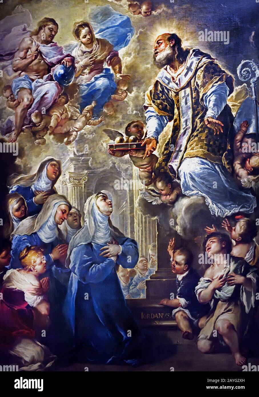 Saint Nicolas en Gloire - Saint Nicolas dans la gloire 1659 par Luca Giordano 1634-1705 était un peintre baroque tardif italien, Italie, ( Saint Nicolas était un saint du 4ème siècle et évêque grec de Myra. ) Banque D'Images