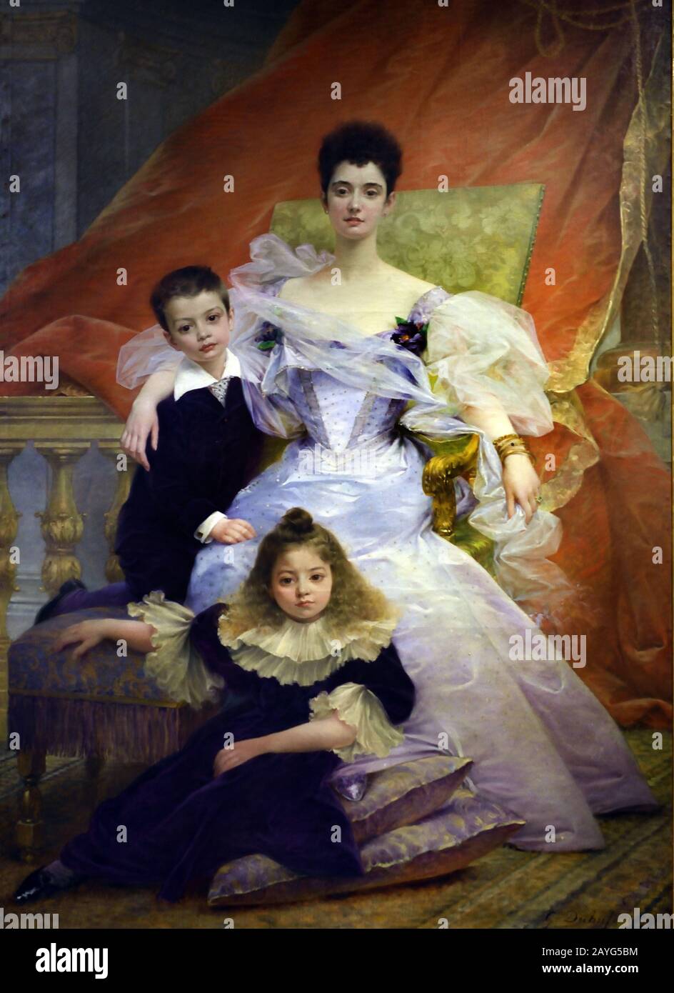 Portrait de Madame de Beauchamp et de ses enfants, Christiane et François 1895 par Dubufe Guillaume 1853 - 1909, français, France, Banque D'Images