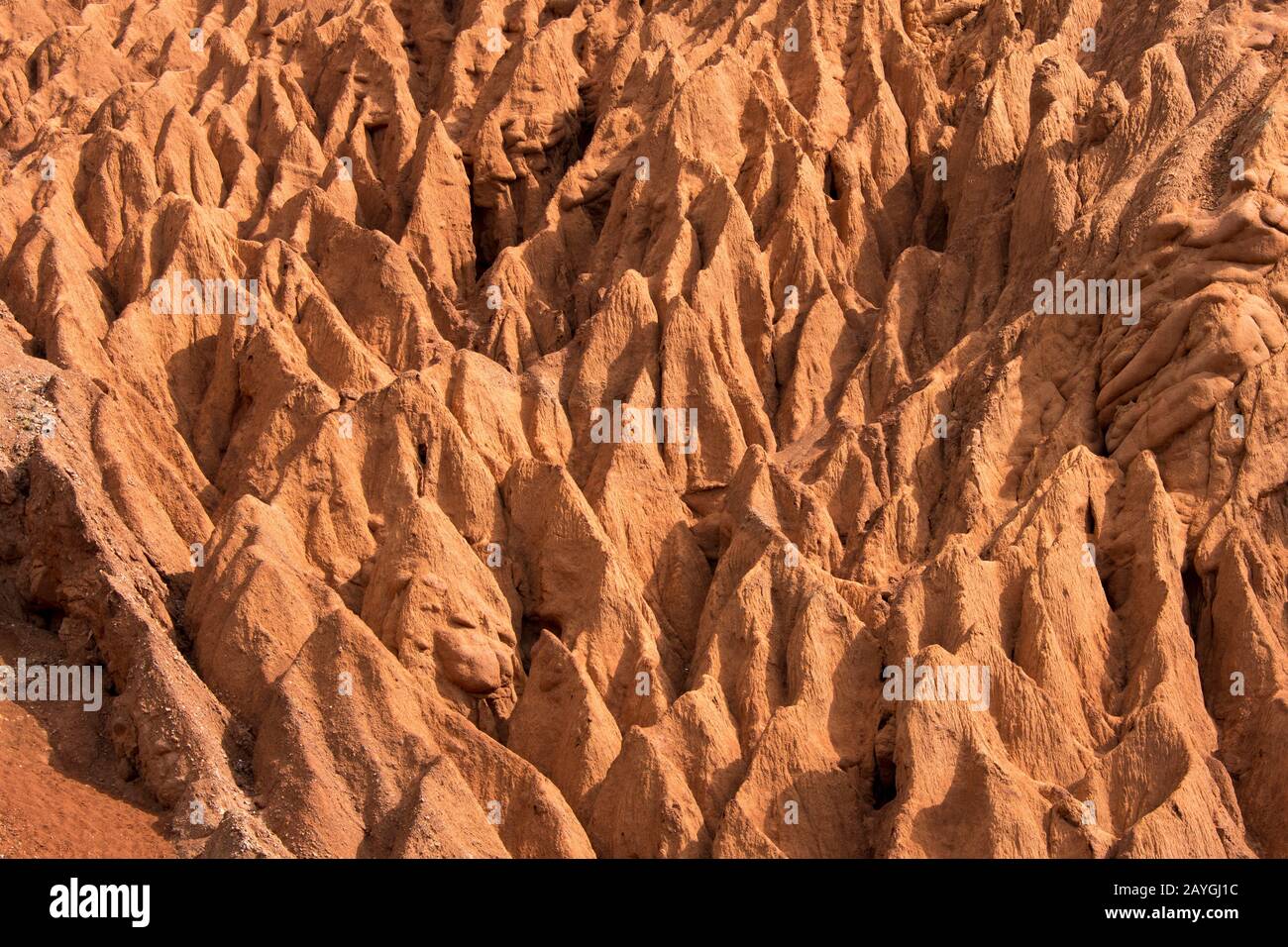 Détail des formations rocheuses colorées créées par l'érosion dans les Andes près de Purmamarca, province de Jujuy, Argentine. Banque D'Images