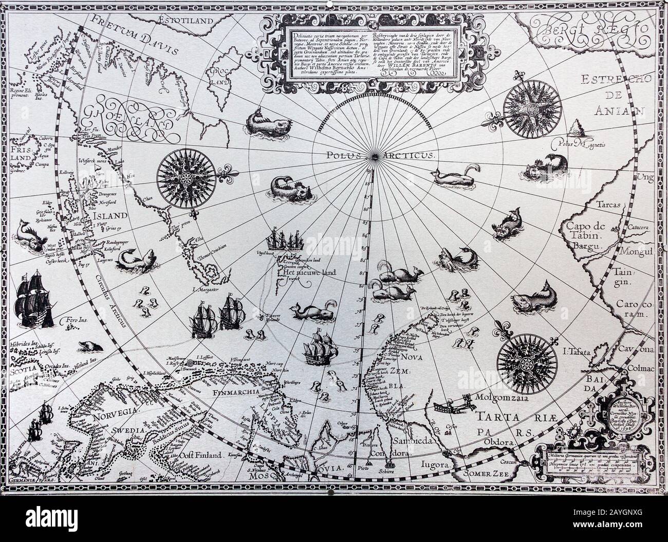 carte ancienne du pôle nord Banque D'Images
